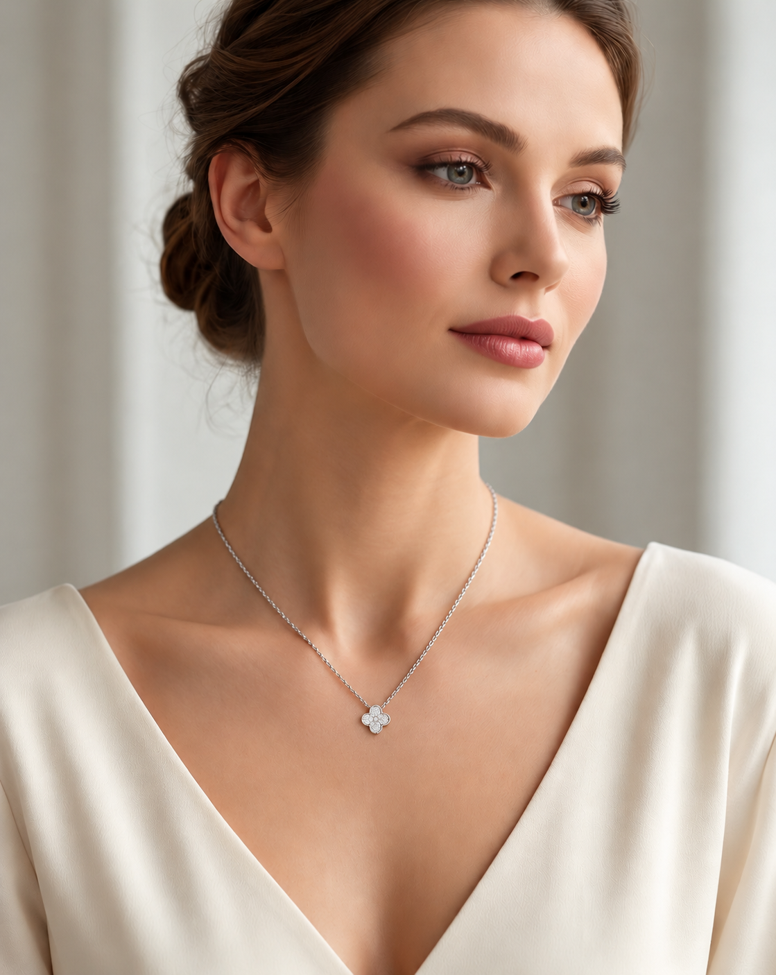 Crystal Clover-Halskette mit Kleebnlatt | Silber