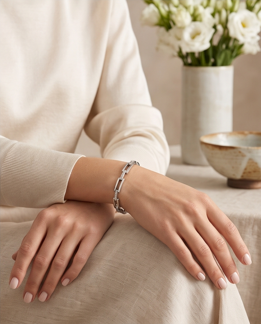 Célvienne Elegantes Gliederarmband | Zirkonia | Silber