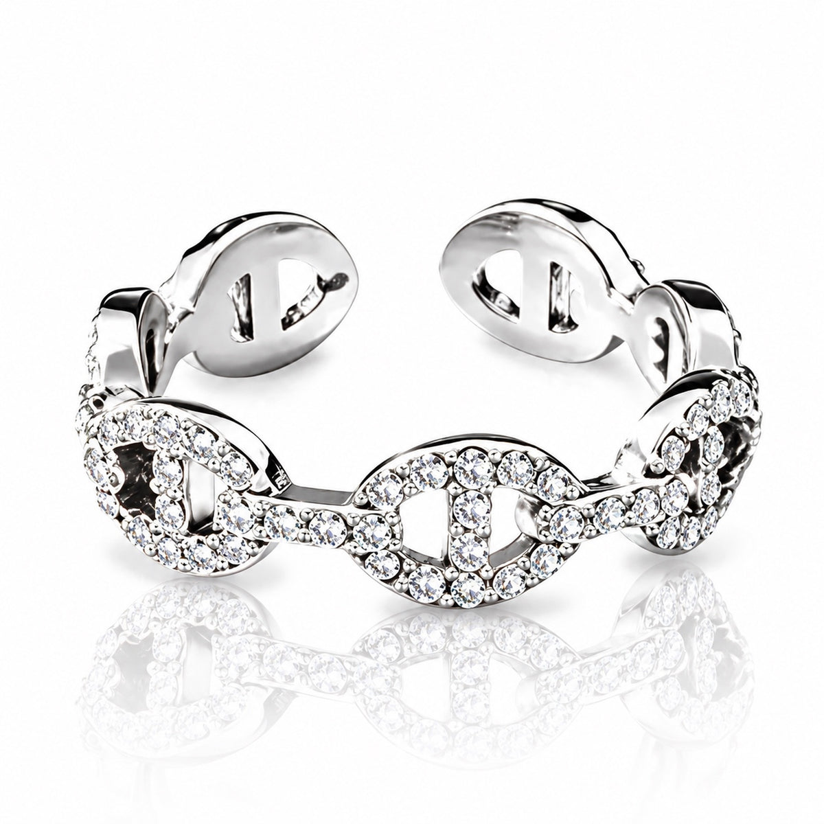 Alessia - Eleganter Gliederring mit Zirkonia | Silber