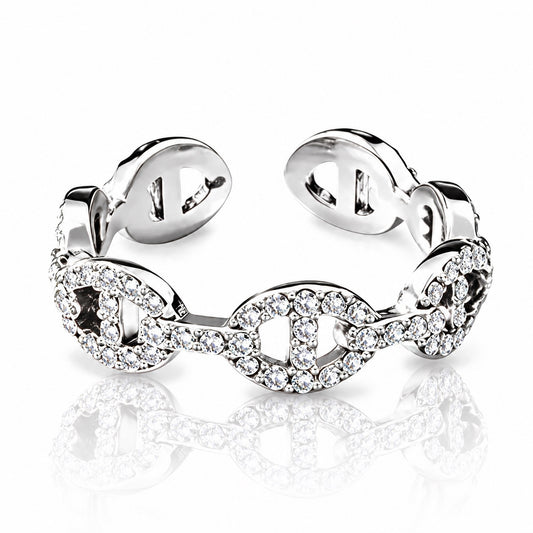 Alessia - Eleganter Gliederring mit Zirkonia | Silber