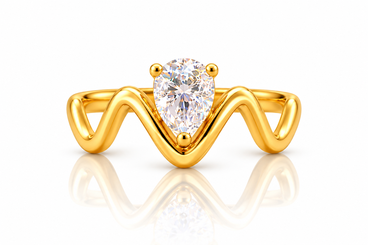 Liora Wave Ring mit Stein | Gold