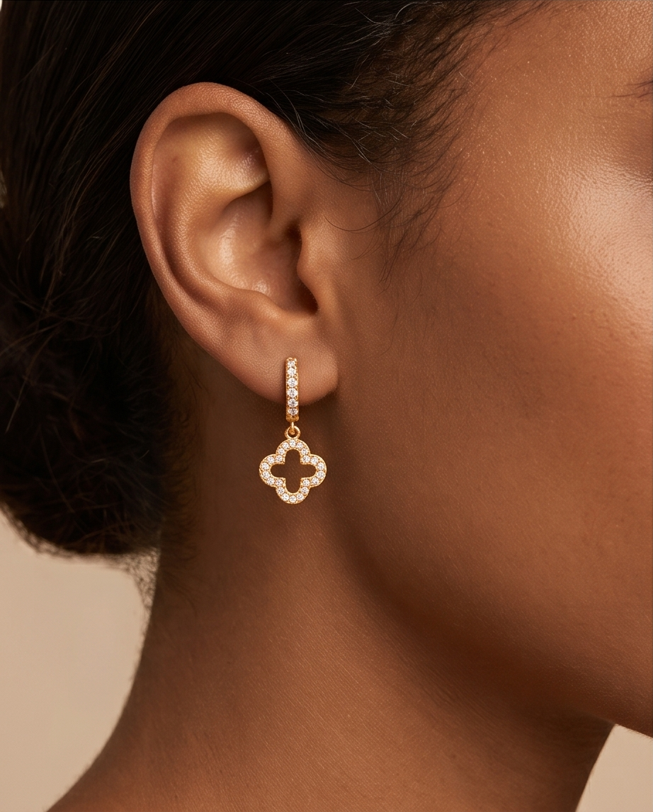 Fleur Lueur | Funkelnde Creolen Gold | Gold