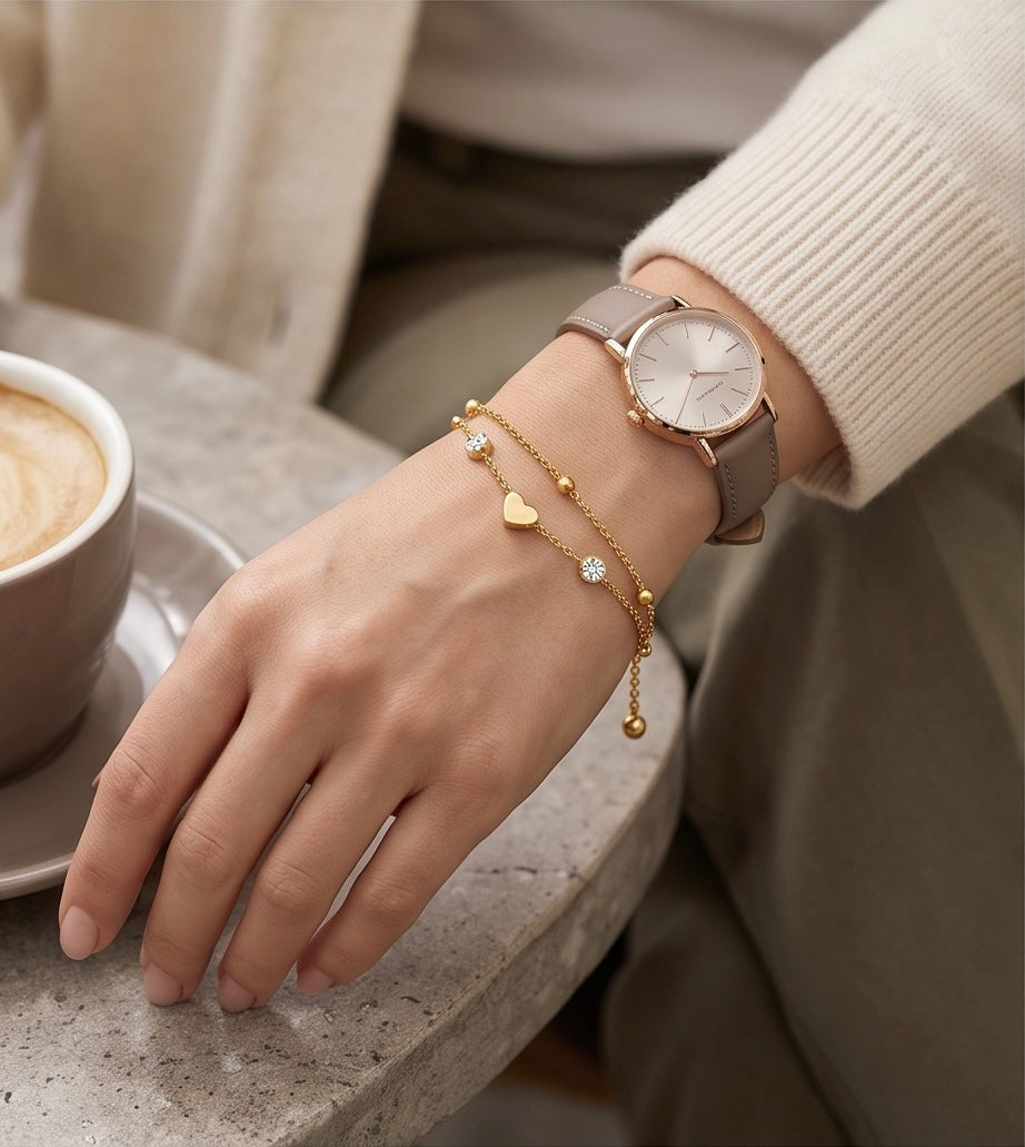 Herzglanz - Schmuckset mit Herzen  Zirkonia | Gold
