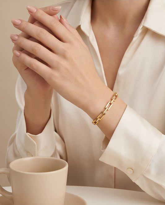 Célvienne - Elegantes Gliederarmband | Zirkonia | Gold