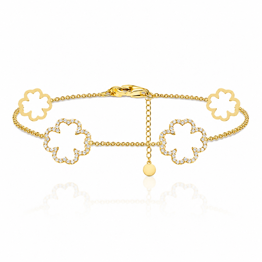 Florielle - Kleeblatt-Armband mit Strass | Gold