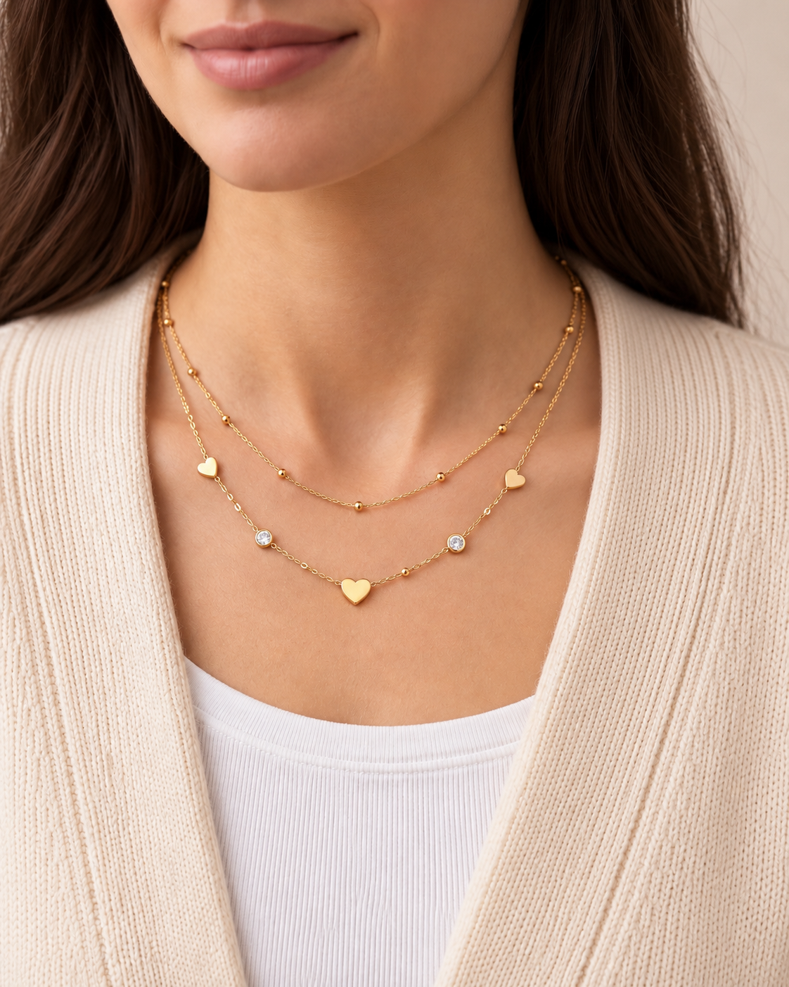 Herzglanz - Schmuckset mit Herzen  Zirkonia | Gold