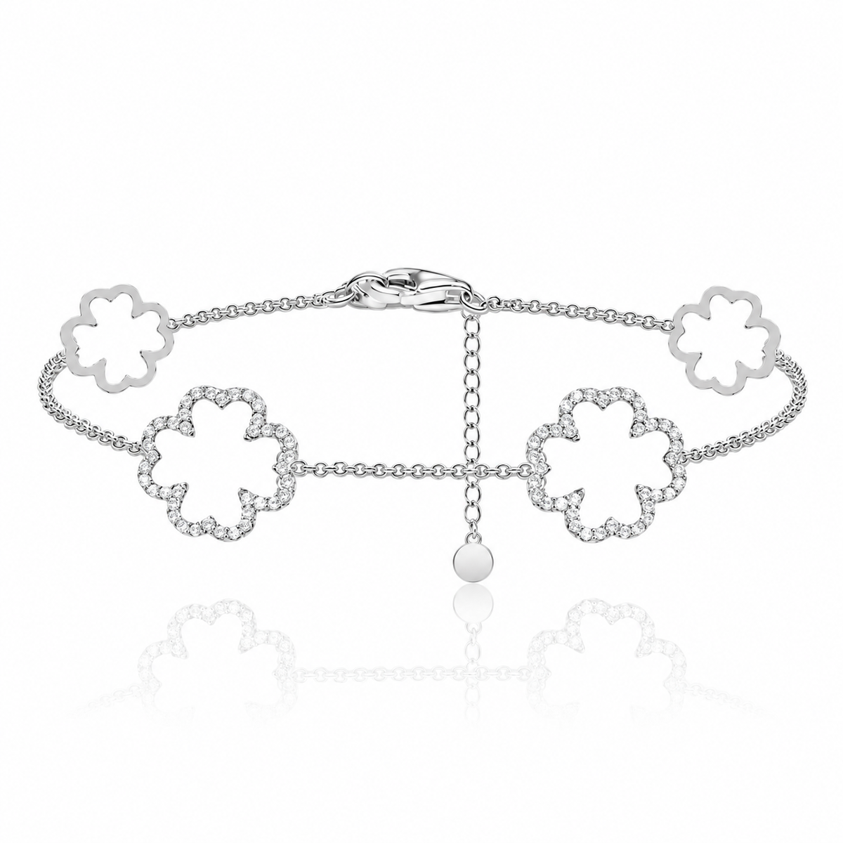 Florielle - Kleeblatt-Armband mit Strass | Silber