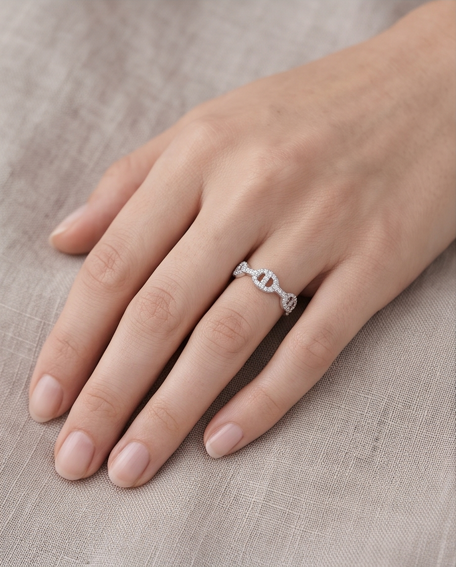 Alessia - Eleganter Gliederring mit Zirkonia | Silber