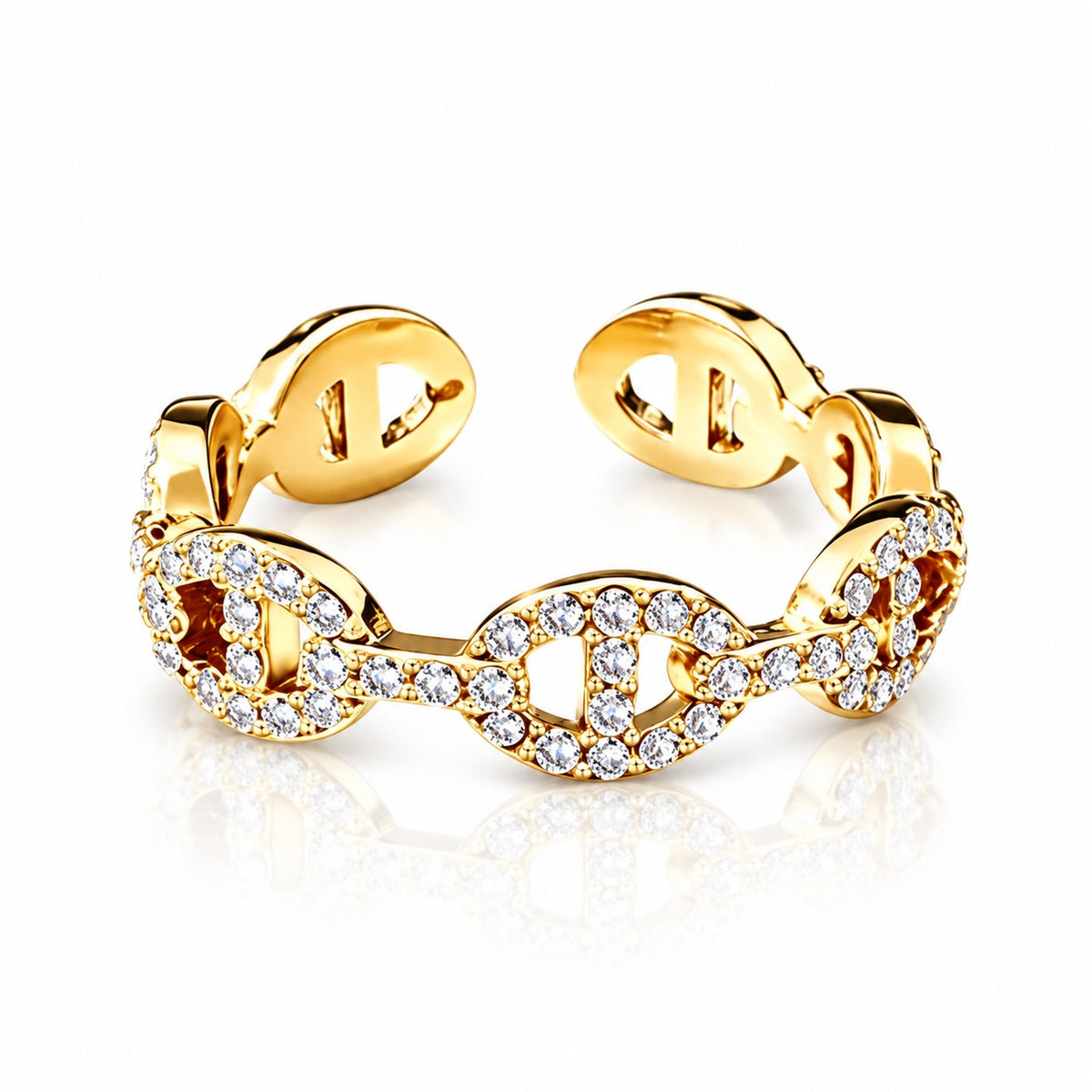 Alessia - Eleganter Gliederring mit Zirkonia | Gold