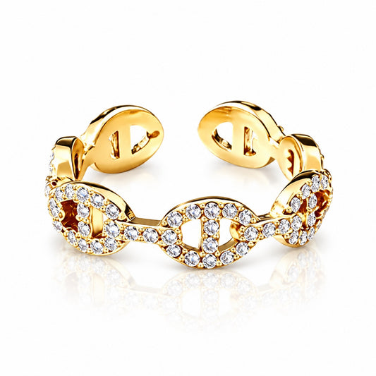 Alessia - Eleganter Gliederring mit Zirkonia | Gold