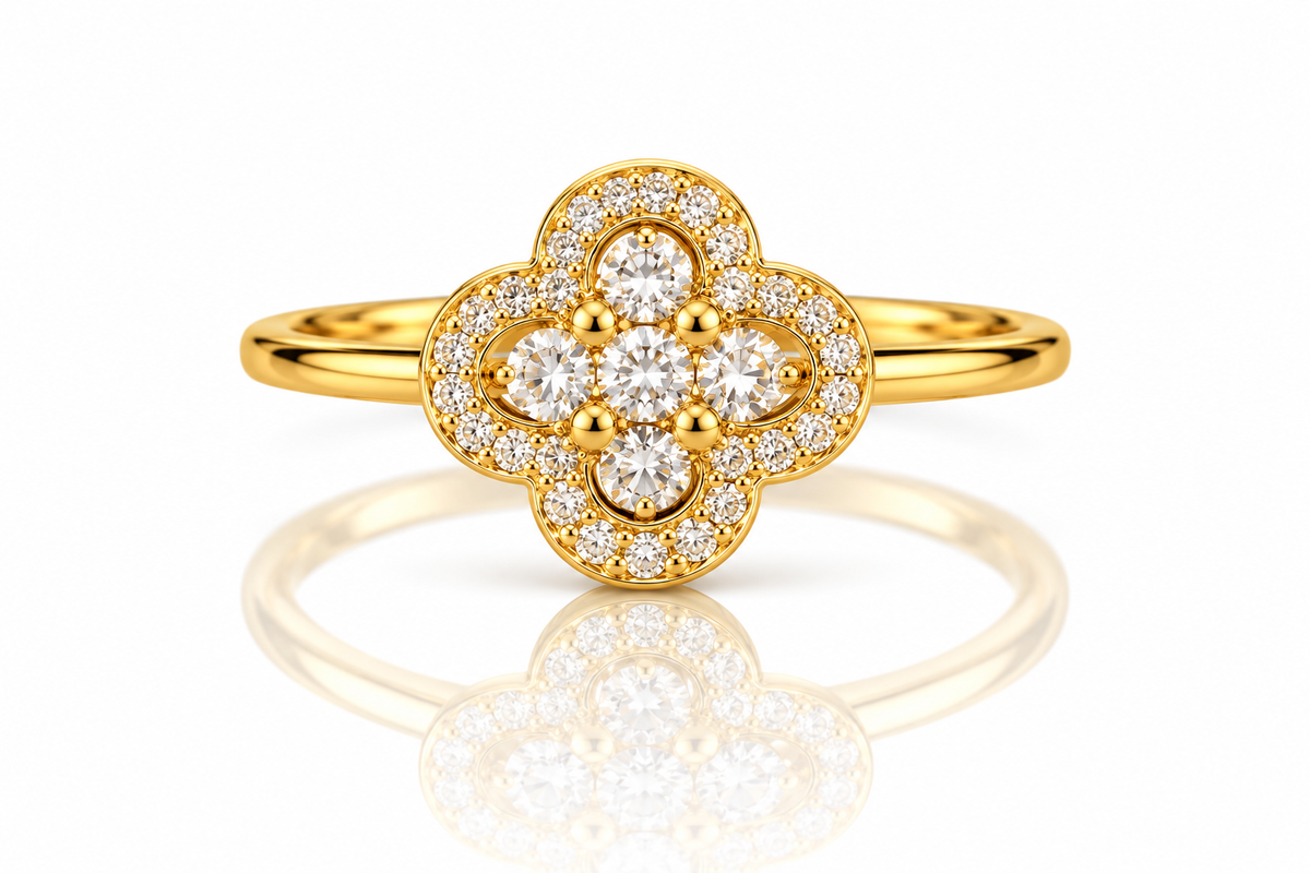 Lumiére Blossom-Ring mit Blüte | Gold