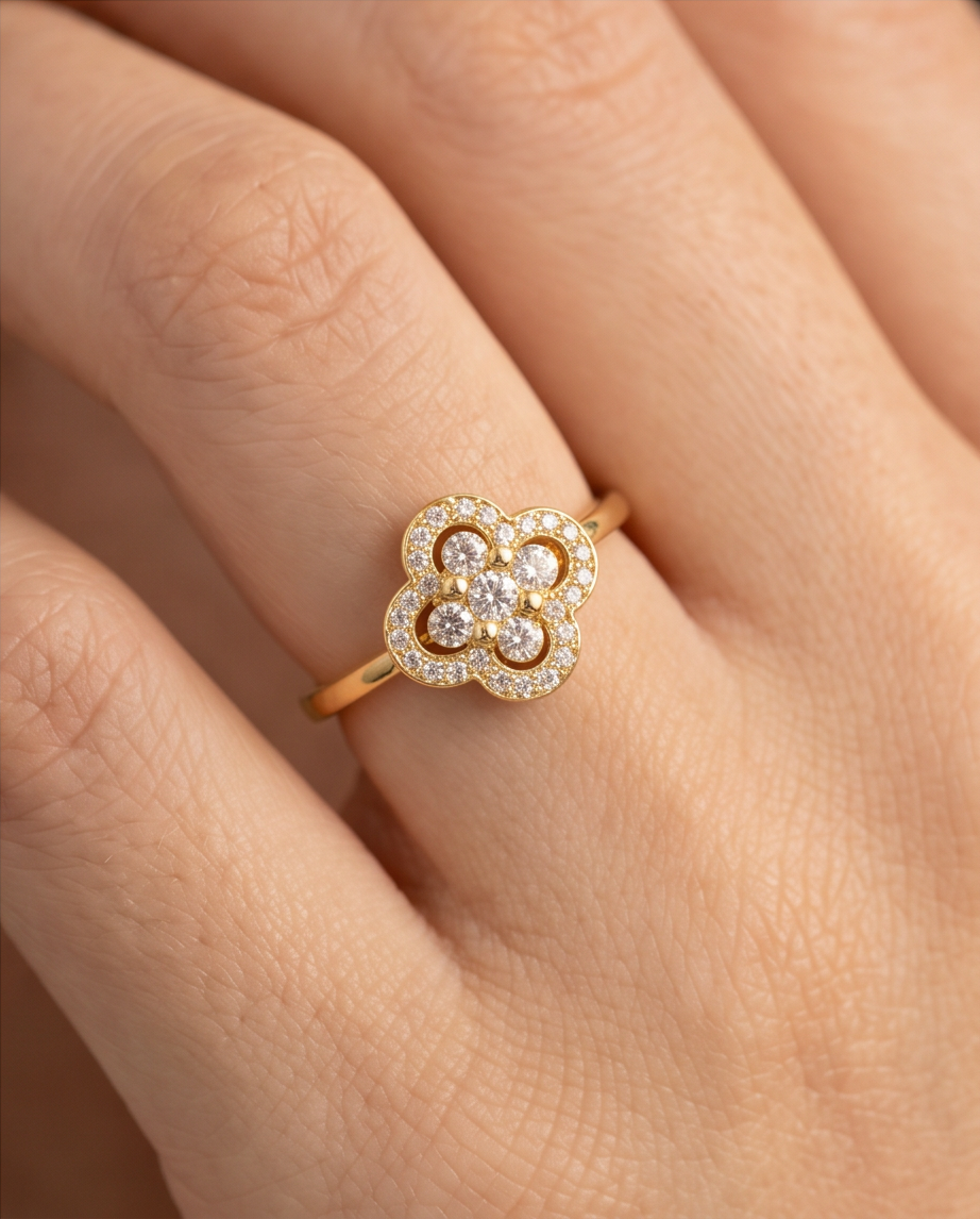 Lumiére Blossom-Ring mit Blüte | Gold